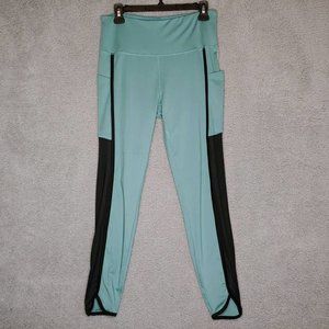 S.O.I. Collection Womens‎ Leggings Pants Green Black Stretch Aerobic L New